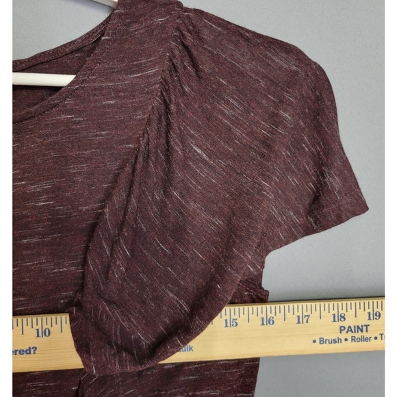 RXB Ruffle Top Womens XS Burgundy Heathered Stretches Flutter Sleeves - Picture 6 of 11